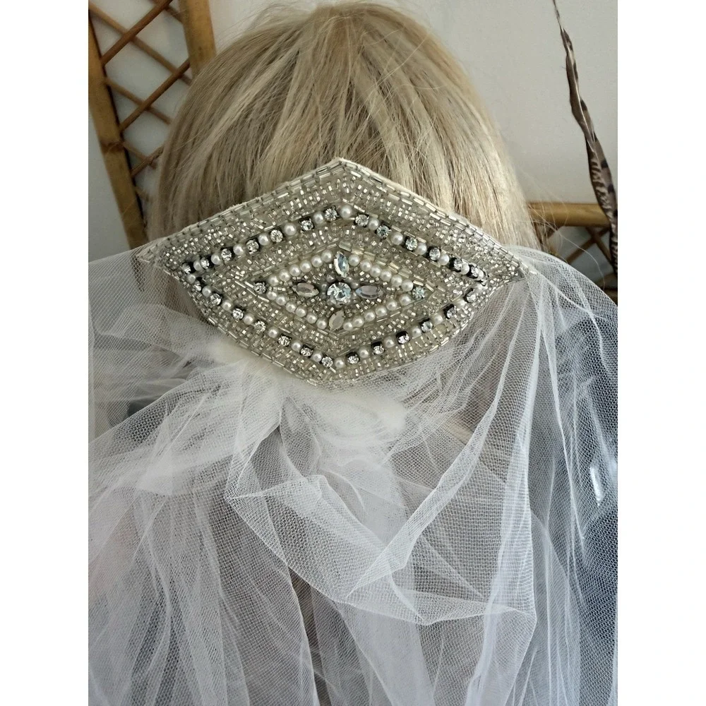 Art Deco Bridal Hair Comb‎ Crystal Pearl Beaded Wedding Headpiece Vintage 5.5
